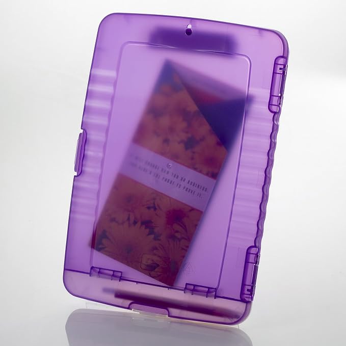 Officemate Slim Clipboard with Storage, 10 x 14.5-Inches Plastic Document Organizer with Compartment and Pen Holder, Translucent Purple