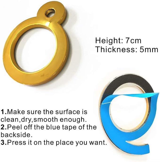 20 Pack Mailbox Numbers 0-9, 2.76 Inch High, Door Address Numbers Stickers for Apartment, House, Room, Office, Cars, Trucks, Gold Plating Process Number Sign