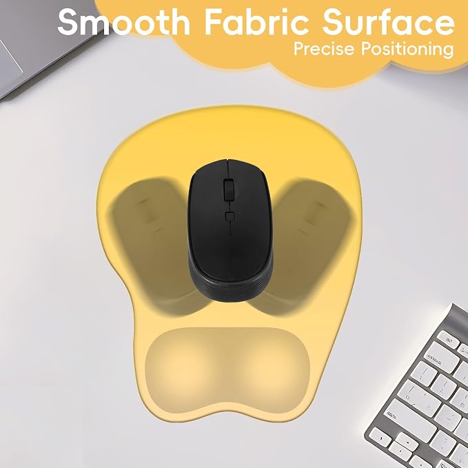 Mouse Pad with Wrist Rest Ergonomic Mouse Pad with Comfortable M-Shape Pain Relief Wrist Support Non-Slip PU Base Mousepad for Laptop, Office & Home (Gradient Yellow)
