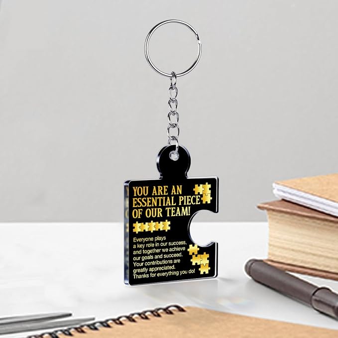 Team Appreciation Gifts Bulk Thank You Keychains for Coworkers | Gift Set for Employee, Staff, Teachers, Teamwork Puzzle Piece Keyring, Acrylic