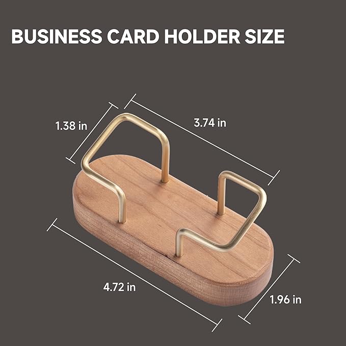 muso wood Business Card Holder for Desk, Wooden Creative Business Card Display for Desk, Wood Business Card Stand for Office, Tabletop (Cherry 2pack)