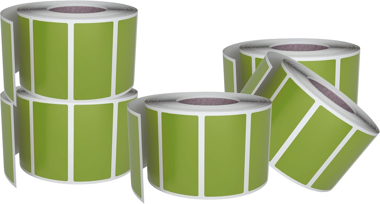 Small Color-Coding Label Roll 40mm x 19mm, 5 Rolls- 2500-Pack, Rectangular Labels Paper Sheets Bulk 1.57in x 0.75 in (Olive Green) by Royal Green