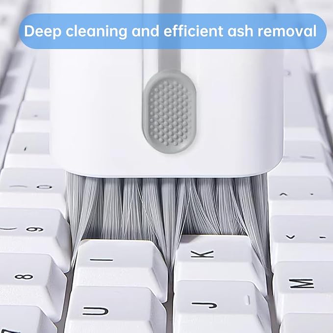 7 in 1 Laptop Cleaning Kit Keyboard Cleaner,Computer Screen Cleaning Brush Tool,Computer Tools Kit Corner Gap Duster Keycap Puller(Color:Grey)