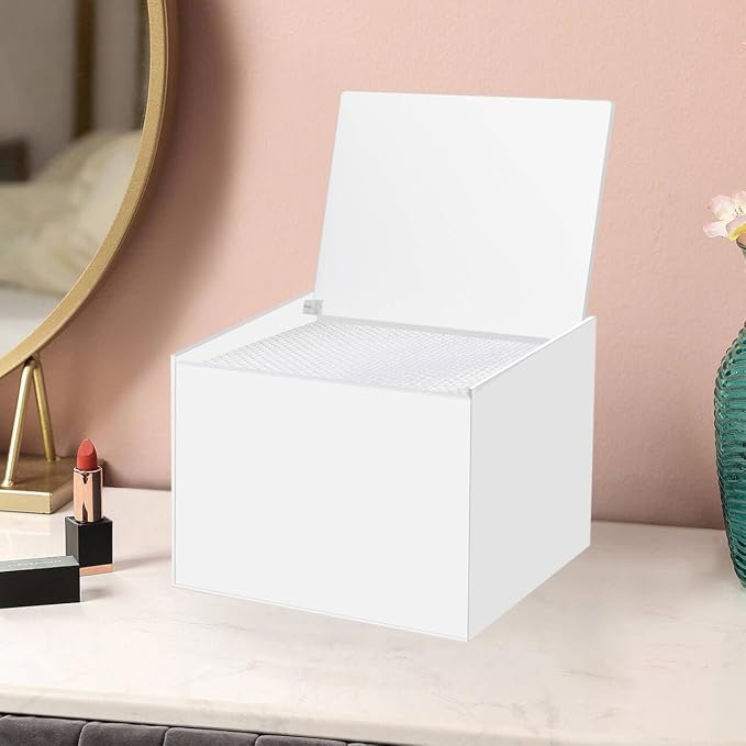 Disposable Face Facial Towel Holder Storage Box Acrylic Container, White