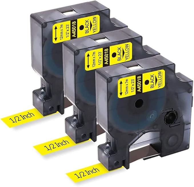 FreshWorld 3X a45018 Replace for Dymo D1 Label Tape Label Maker Refill Black on Yellow S0720580,1/2 Inch x 23 Ft Compatible with DYMO COLORPOP LabelManager 160 210D 260P 280 360D 420P 450D Duo