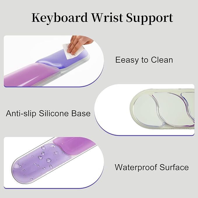 2 Pcs Gel Wrist Rest for Keyboard,Ergonomic Mouse Pad for Typing | Silicone Mouse Wrist Set,Mouse Pad with Wrist Rest,Gel Keyboard Mouse Pad,Non Slip,for Pain Relief Computer Typing