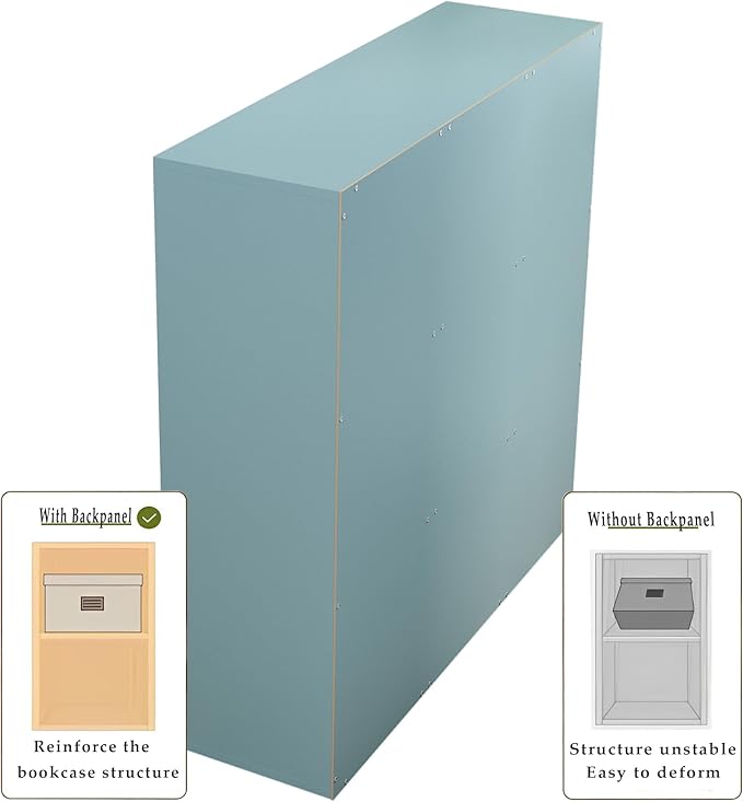 OSCHF 9-Cube Storage Shelf Bookcase - Wooden 3-Tier Floor Standing Open Bookshelf for Home and Office, Display Cabinet, Light Blue