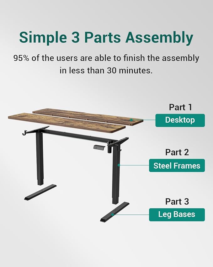 CubiCubi Electric Standing Desk, 48 x 24 Inches Height Adjustable Sit Stand Desk, Ergonomic Home Office Computer Workstation, Rustic Brown