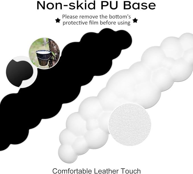 JIKIOU Upgrade Leather Cloud Wrist Rest for Keyboard and Mouse & Cup Pad | Wish Gift-Cute Cloud Shape, Comfortable and don’t Irritate to Skin, Non-Slip PU Base,Soft Memory Foam filled for Pain Relief