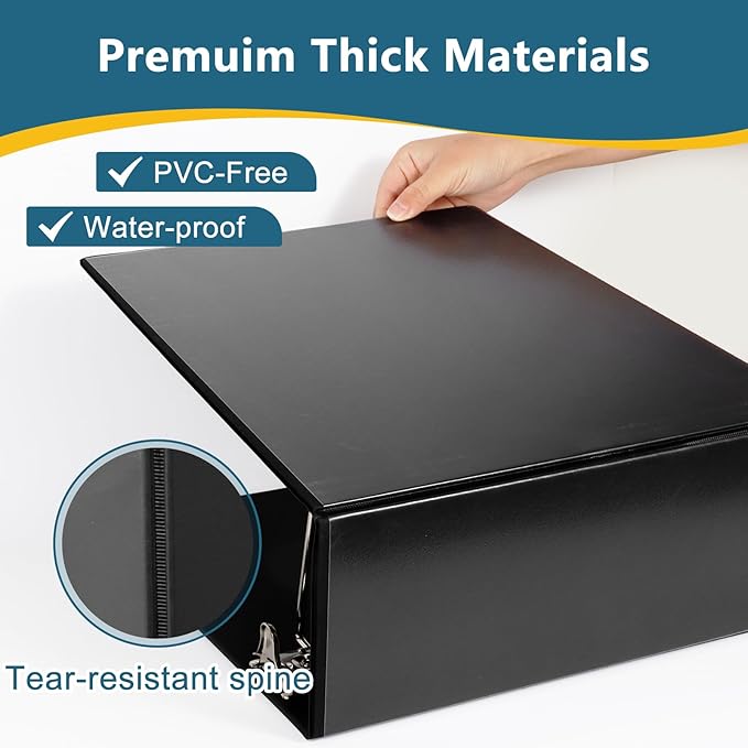 5" 3 Ring Binder, Standard 5-Inch Slant-D Ring Binder Fit Letter Size Paper, Presentation View Binders, 2 Packs, Black