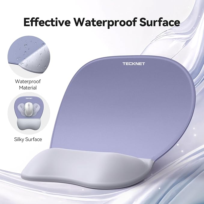 TECKNET Gel Ergonomic Mouse Pad & Keyboard Wrist Rest & Coaster | 3 in 1 Set, Pain Relief, Milk Silk Cloth, Non-Slip PU Base, Easy Typing, Memory Foam Wrist Support for Office & Home