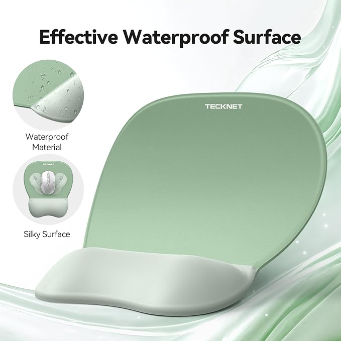 TECKNET Gel Ergonomic Mouse Pad & Keyboard Wrist Rest & Coaster | 3 in 1 Set, Pain Relief, Milk Silk Cloth, Non-Slip PU Base, Easy Typing, Memory Foam Wrist Support for Office & Home