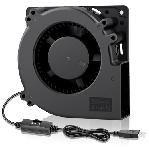Wathai 120mm x 32mm USB Brushless Centrifugal Blower Fan 5V Speed Control | 1232 1200mm usb Blower with Speed Control for Receiver DVR Xbox Modem AV Cabinet Efficient Cooling