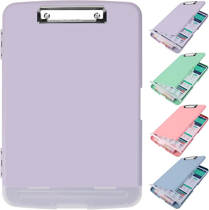 SFLHHDM Clipboard with Storage,Storage Clipboard with Pen Holder, A4 Binder Clip Boards 8.5x11 with Low Profile Clip,Side Opening Nursing Clipboards, Clipboards Folder for Office Supplies-Dusty Purple