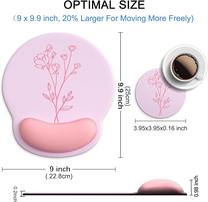 Ergonomic Mouse Pad with Wrist Rest Support,Gel Mouse Pads for Desk | Big Mousepad With Coaster Non-slip & Pain Relief for Computer, Home&Office Desk Decor