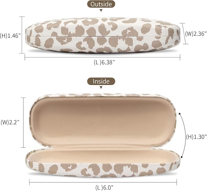 Glasses Case Hard Shell, Leather Protective Case for Sunglasses with Cleaning Cloth, Cute Eyeglass Cases for Women