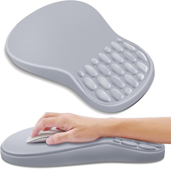 YIWEI Ergonomic Mouse Pad with Wrist Rest for Carpal Tunnel Pain Relief | Memory Foam Wrist Support,Non-Slip Rubber Base, Keyboard Computer Mousepad,Lycra Cloth Surface,Gaming Home Office
