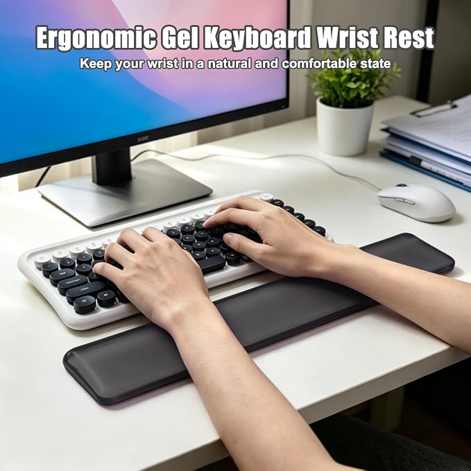 Keyboard Wrist Rest,Gel Wrist Rest for Keyboard-Black Wrist Rest | Jelly Clear Gel Wrist Pad for Easy Typing, Anti-Slip Comfort Keyboard Wrist Pad for Desktop Relieve Pain