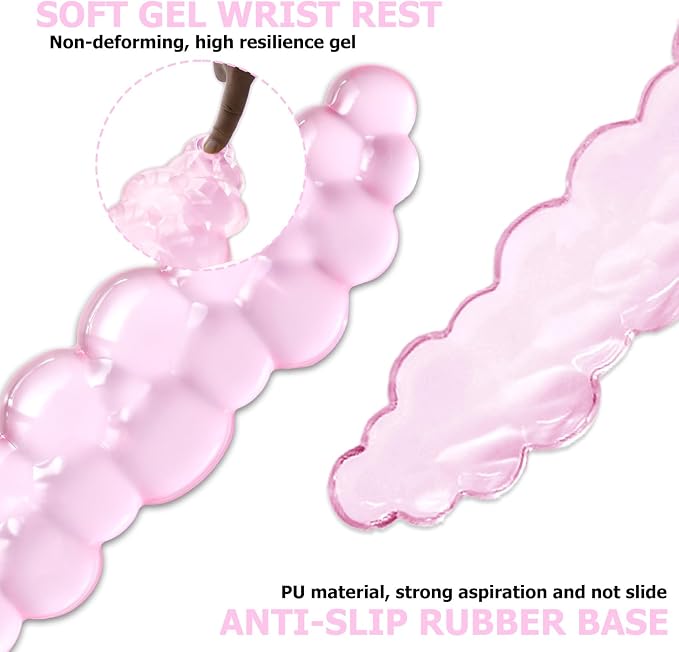 Gel Cloud Wrist Rest Keyboard, Cute Wrist Rest for Computer Keyboard, Pink | Ergonomic Keyboard Wrist Rest and Soft Mouse Wrist Rest for Typing Pain Relief, Suitable for Office, Home, Computer, Gaming