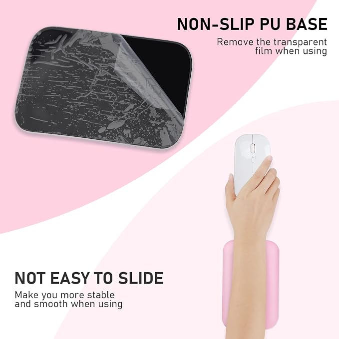 Leolee Elbow Rest Pads for Desk, Pink Ergonomic Wrist Rest Arm Rest Pads | Memory Foam & Non-Slip Base, Armrest Cushion Support Pad Relieve Elbow and Wrist Pain for Computer, Office, 2 Packs