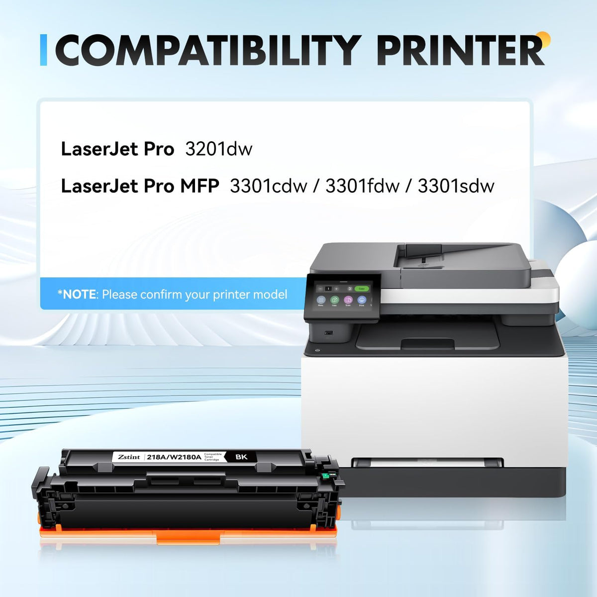218A Toner Cartridge 4-Pack High Yield with Chip Replacement for HP 218A 218X Toner Cartridge Compatible with HP Color Laserjet Pro MFP 3301cdw 3301fdw 3301sdw Pro 3201dw Printer W2180A Ink (B/C/Y/M)