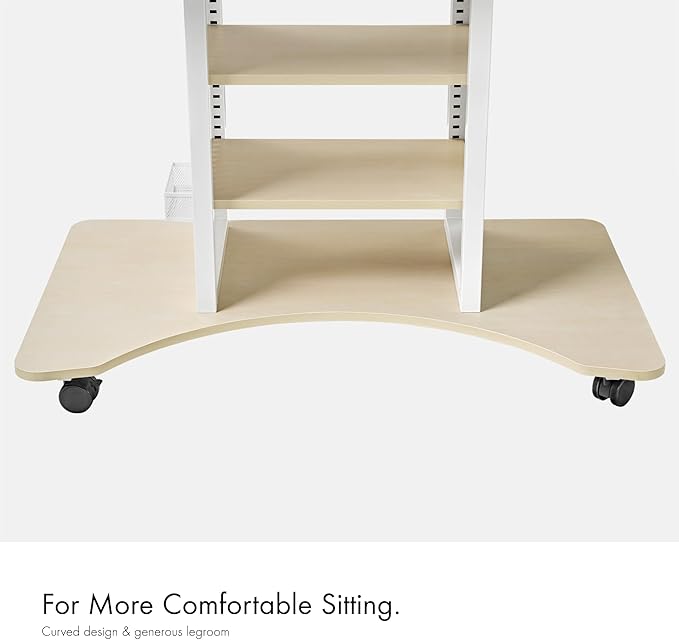 EUREKA ERGONOMIC Gaming Desk Computer, 37" Rolling Desk on Wheels for Small Space, Mobile Computer Cart with Pegboards Adjustable Shelves for Gaming PS Switch, Craft Station, Home Office - Maple