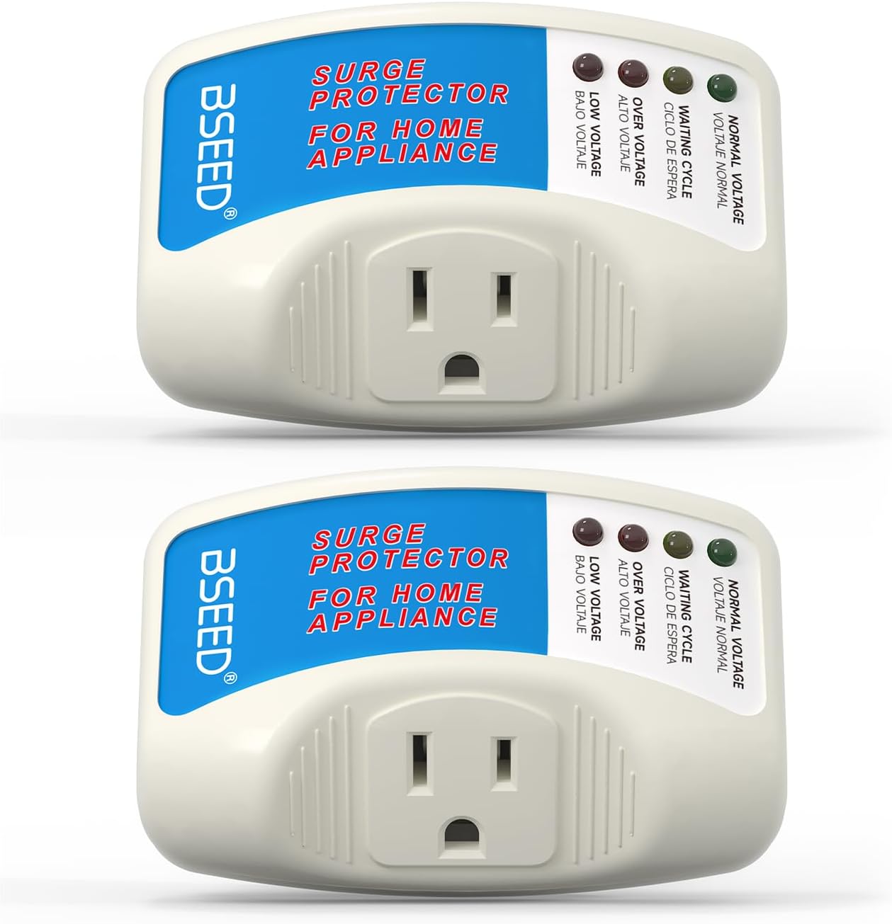 BSEED Voltage Protector, Single Outlet Surge Protector Plug in for Home Appliance Multi Function Plug with Protection Wall Mount Power Suppressor for TV/PC/Refrigerator, 15A, 125V, 1875W, 2 Pack