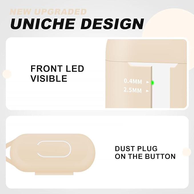 for AirPods Case Cover, Come with Cleaner Kit, Soft Silicone Protective Cover with Buckle, Compatible with Apple AirPods 2nd 1st Generation Charging Case, Front LED Visible, Cream Colored