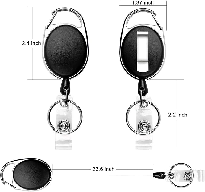 Teskyer Badge Reel, 10 Pack Retractable Badge Holders with Carabiner Belt Clip and Key Ring for ID Card Holder and Keychain