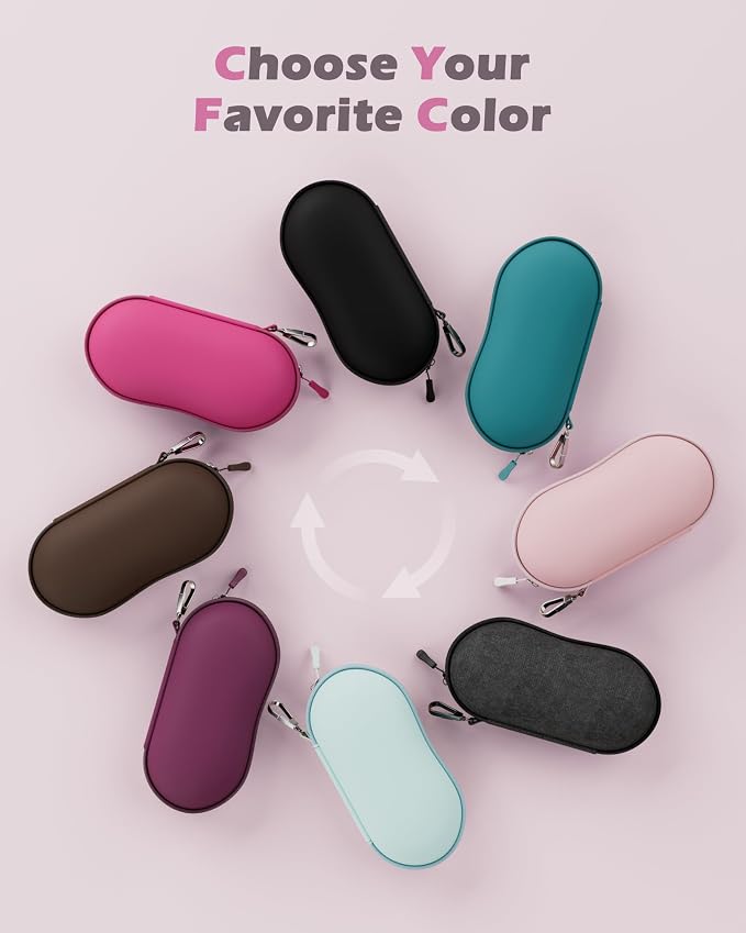 ProCase Sunglasses Case, Hard Shell Glasses Case for Men Women -Raspberry | Travel Shockproof Eyeglass Case with Metal Hanging Hook and Velvet Lining, Zipper Sport Glasses Holder Organizer for Gifts