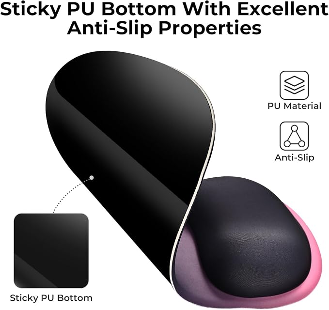 EooCoo Mouse Pad with Gel Wrist Rest, Ergonomic Mousepad Wrist Alignment | Middle Concave Design for Natural Wrist Alignment, Non-Slip Base Mousepad, Carpal Tunnel Relief, Office Desk Accessories