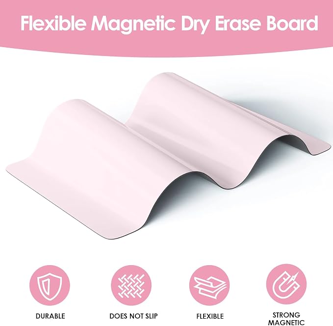 MaxGear Magnetic Pink Whiteboard for Fridge, 12 x 8 Inch, Markers Included