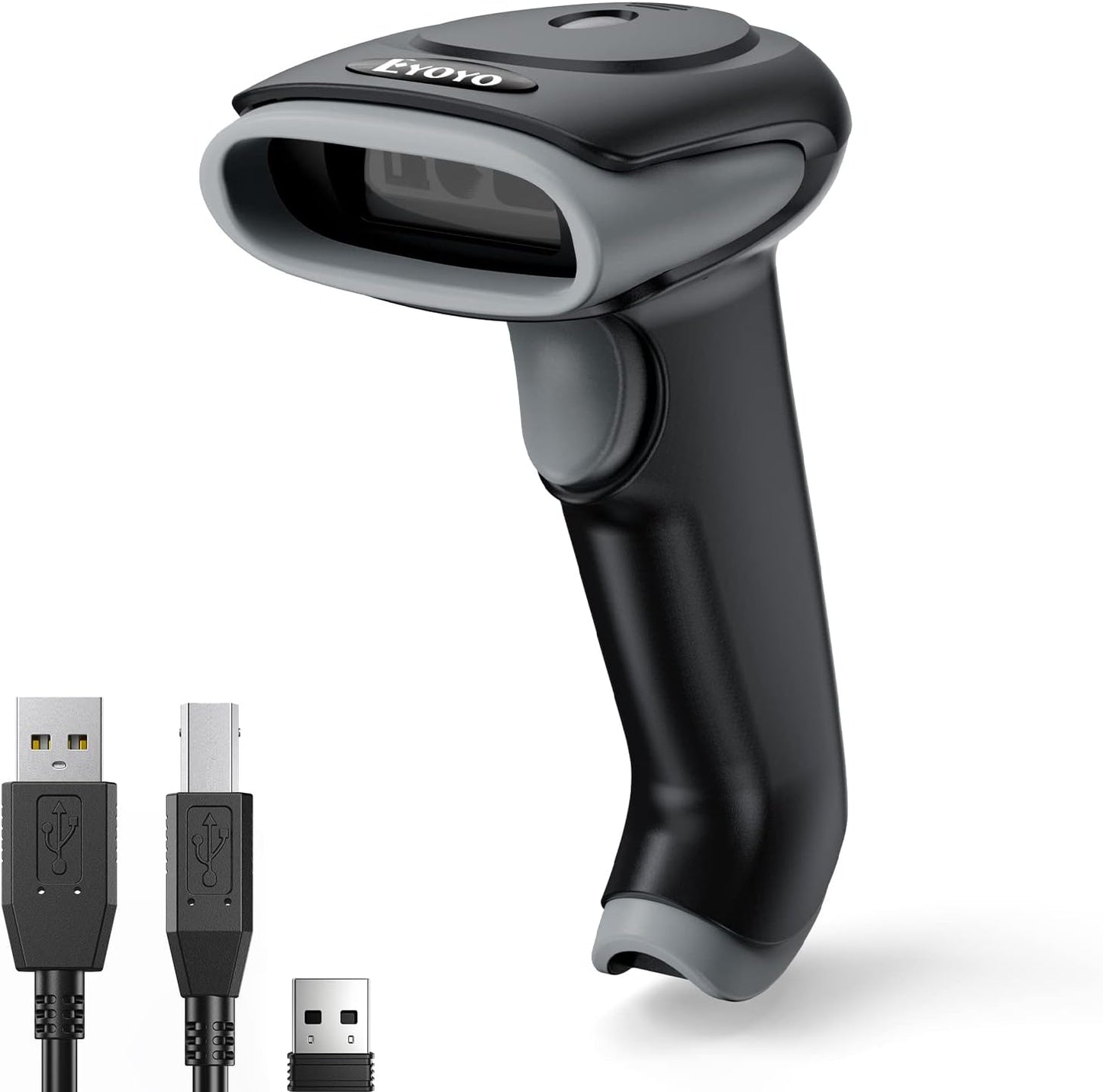 Eyoyo 2D Bluetooth Barcode Scanner Wireless, 2500mAh Handheld Cordless USB Wired QR Bar Code Reader for Library, Warehouse Inventory Compatible with iPad, Android Phone, iPhone, Laptop