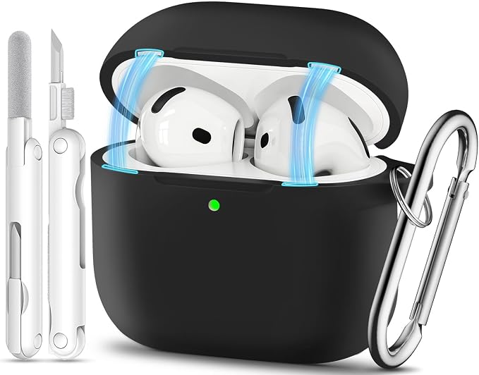 for AirPods 4 Case with Magnetic Cover, TNSNK Silicone AirPod 4 Case Cover Compatible with Apple Airpods 4th Gen 2024, Shockproof Protective Cases for Women Girly with Cleaner Kit and Keychain