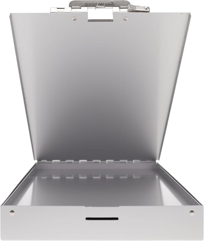 Saunders Cruiser Mate Metal Clipboard with Storage, Dual Tray Aluminum Nursing Folio, Heavy Duty Form Holder for Police & Work, Letter Size Privacy Box with Self-Locking Latch, Silver