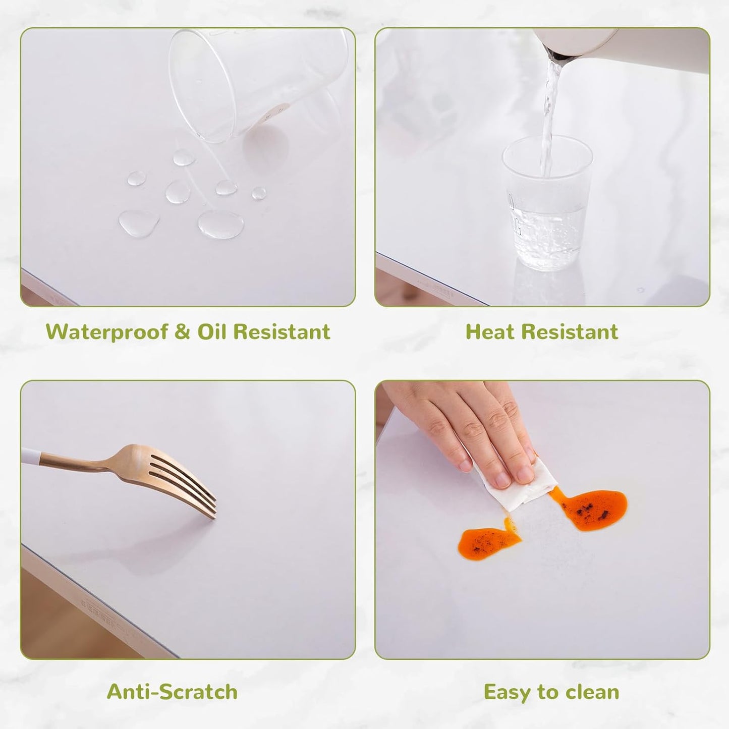30 x 48 Inch Clear Table Cover Protector, Clear Table Protector for Dining Room Table, 1.5mm Plastic Table Cover, Waterproof Table Pad for Kitchen, Office
