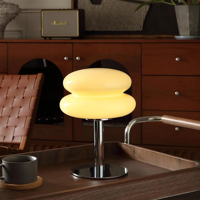 Glivpny Mushroom Table Lamp, Mid Century Modern Decor Lamp(Cream) | Cool Desk Lamps for Bedroom,Vintage Dimmable Bedside Small Cute Lamps, House Warming Gifts New Home Decor