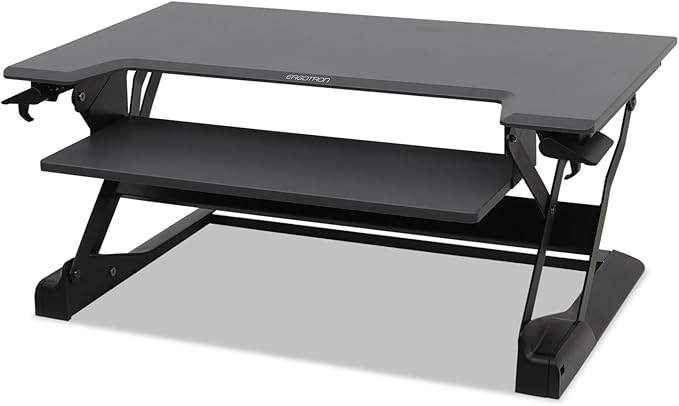 Ergotron – USA Assembled WorkFit-TL Standing Desk Converter, Dual Monitor Sit Stand Desk Riser for Tabletops – 37.5 Inch Width, Black, TAA Compliant