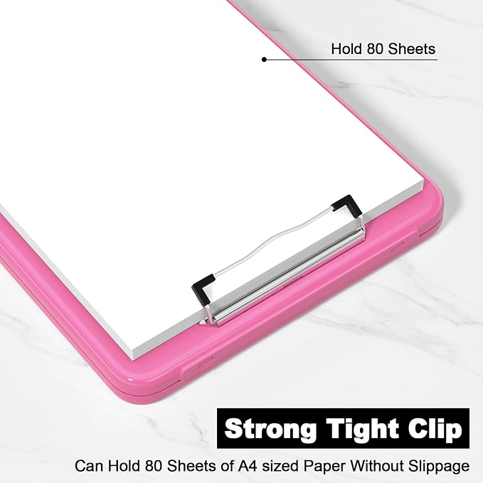 Hongri Clipboard with Storage, 8.5 x 11 Clip Board Foldable, Red | Bottom Opening, Size 13.4 x 9.4 X 0.9 in for Nurses, Teacher, Students, Classroom, School & Office Supplies