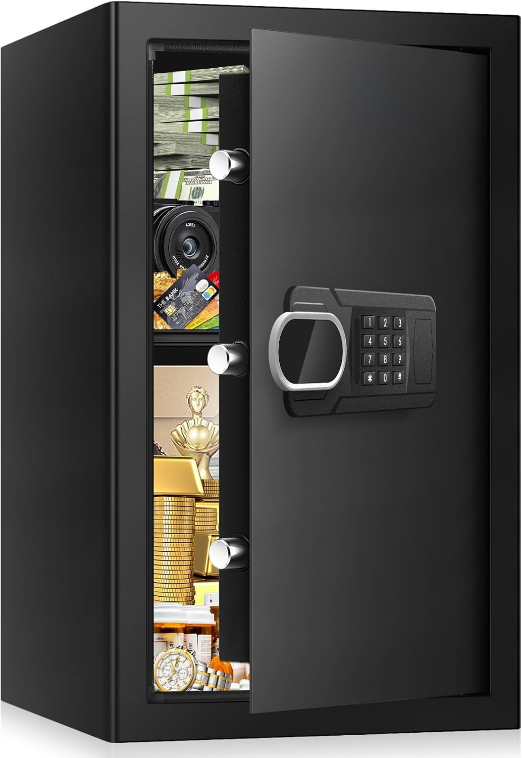 3.3 Cubic Feet Large Safes for Home Use Fire and Water Proof, Anti-Theft Digital Security Safe Box With Programmable Keypad & Spare Keys, Home Safes Water and Fireproof for Documents Money Valuables