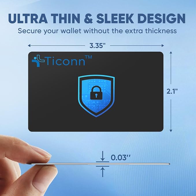 TICONN RFID Blocking Cards - 20 Pack, Premium Contactless NFC Debit Credit Card Passport Protector Blocker Set for Men & Women, Smart Slim Design Perfectly fits in Wallet/Purse (20)