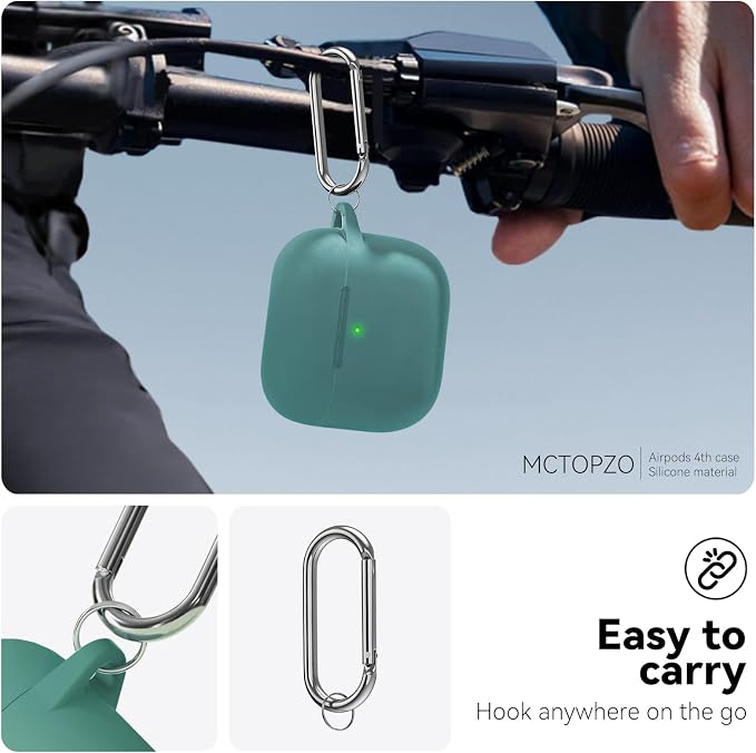 for AirPods 4 Case 2024 with Cleaner Kit & Keychain-Magnetic Green | Silicone Protective Cover for Apple AirPods 4th Generation Case,for Women Men,One-Piece Design,Shockproof,Dust Proof,Magnetic