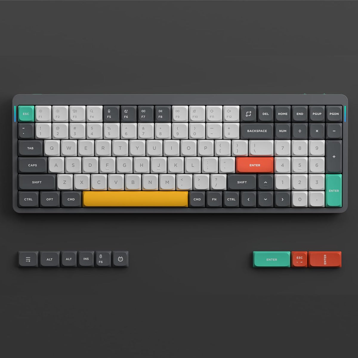 nuphy Air96 V2 Wireless Mechanical Keyboard,100 Keys RGB Backlit Keyboard,Supports Bluetooth 5.1,2.4G and Wired Connection,for PC/Laptop/Windows/Mac -Grey Gateron Red Switch