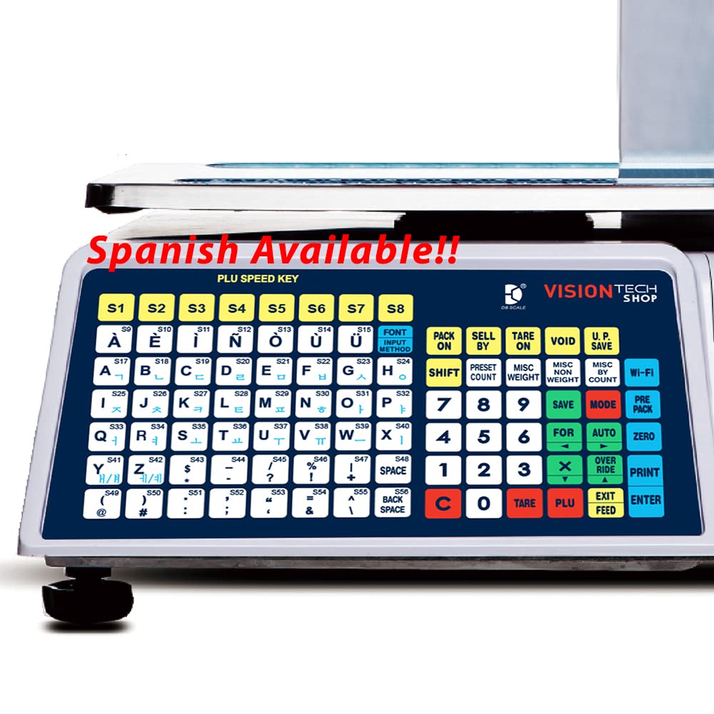 VisionTechShop DLP-300 Label Printing Scale Pole Display, 30/60lbs Capacity, 0.01/0.02lbs, NTEP Legal for Trade with a Free 1 case CAS LST-8040 UPC/Safe Handling Label, 58 x 60 mm
