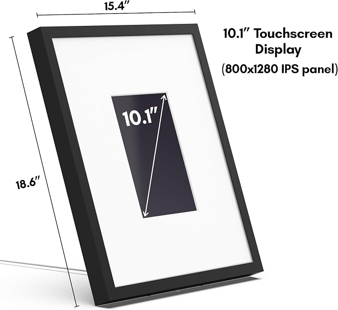 Americanflat 10.1" WiFi Digital Picture Frame in Real Matted 15x18 Frame - Touchscreen, Send Photos & Videos Via Frameo App - Wall or Tabletop - Gift for Grandparents - Black