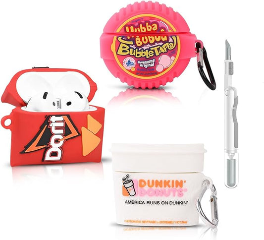 (3Pack+Cleaner Pen) XMBYGY Case for AirPods 4 Wireless Earbuds with 3 in 1 Cleaning Pen kit, Silicone Cute Cartoon Charging Case Shockproof Protective Cover and Carabiner for AirPods 4th Generation