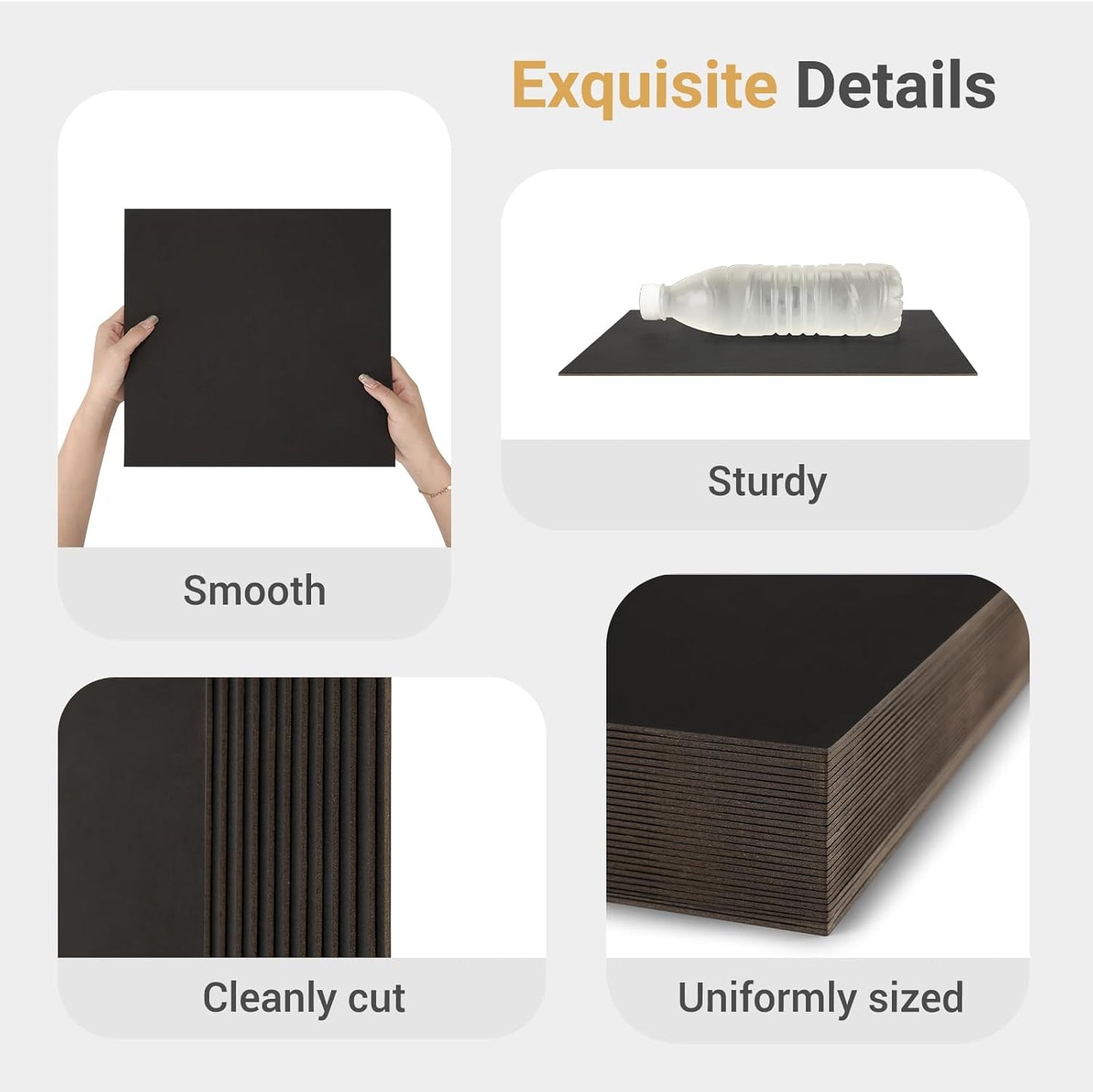 25 Pcs Book Board, Binder Board, Cover Board, Heavy Duty Chipboard for Book Binding, DIY Cardboard (Black, A5 80PT)