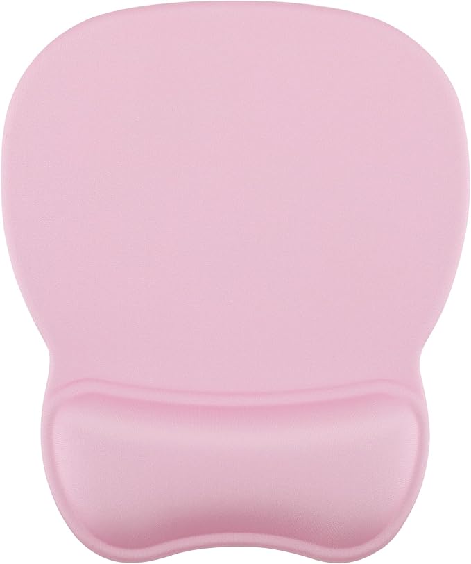 MROCO Ergonomic Mouse Pad with Gel Wrist Rest, 9.4 x 8.1 in, Pale Pink | Ergonomic Shape Design, Multiple Pattern Options, Gel Wrist Comfort, Smooth Lycra Surface, Non-Slip PU Base