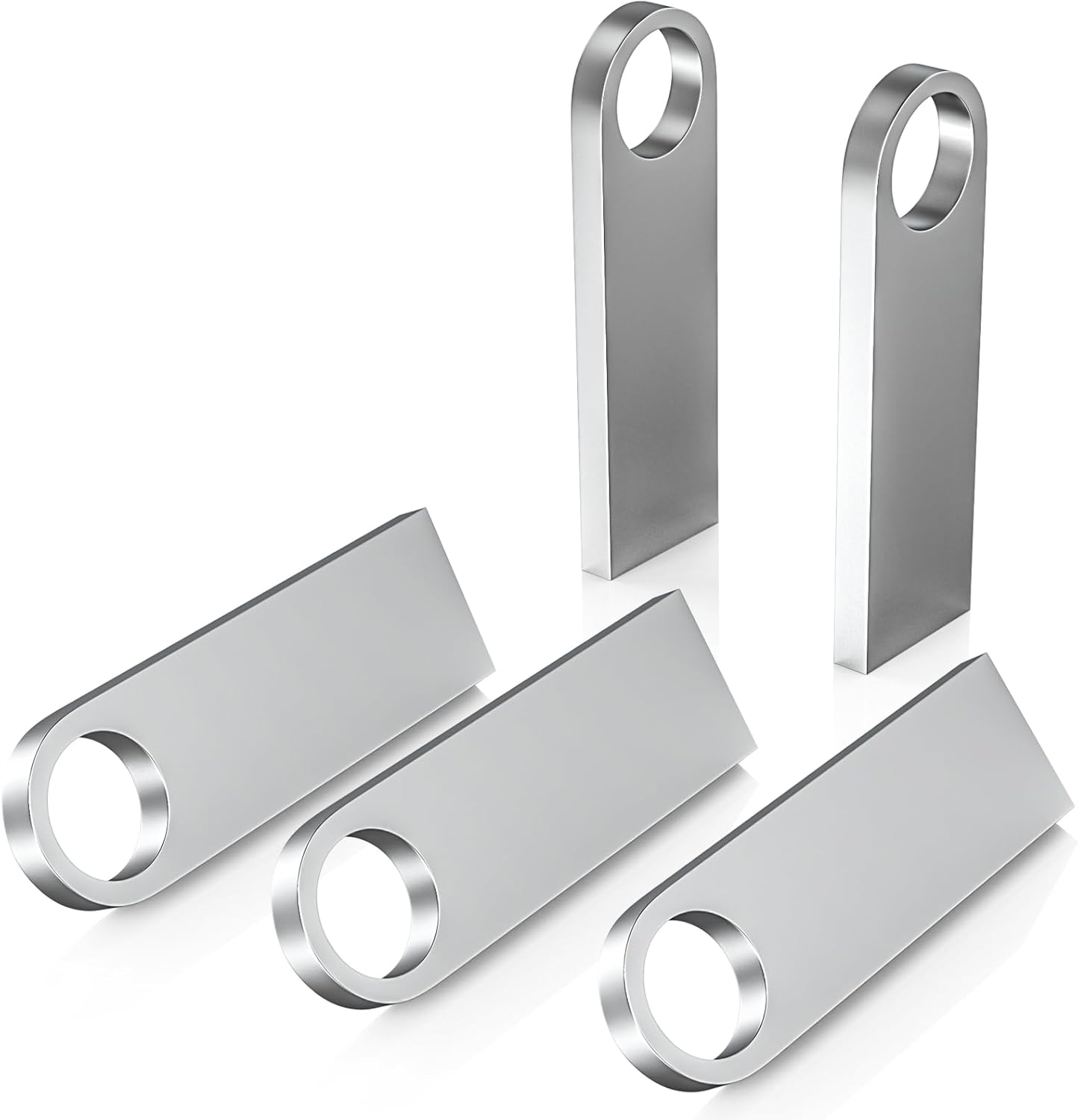 ABLAZE 32GB Flash Drive 5 Pack, Metal USB 2.0 Thumb Drives with Keychains USB Stick Pendrive (Sliver)