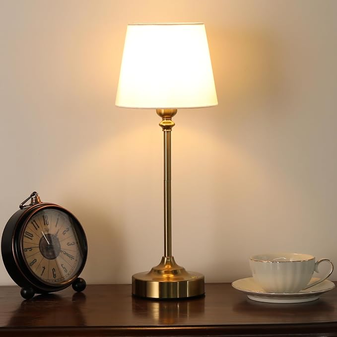 Gold Cordless Table Lamp with Rechargeable Battery, 1 Pack | Touch Stepless Dimming with Memory, 4000mAh Capacity, 3000K Warm Light, for Bedroom, Dining Table, Counter, Living Room